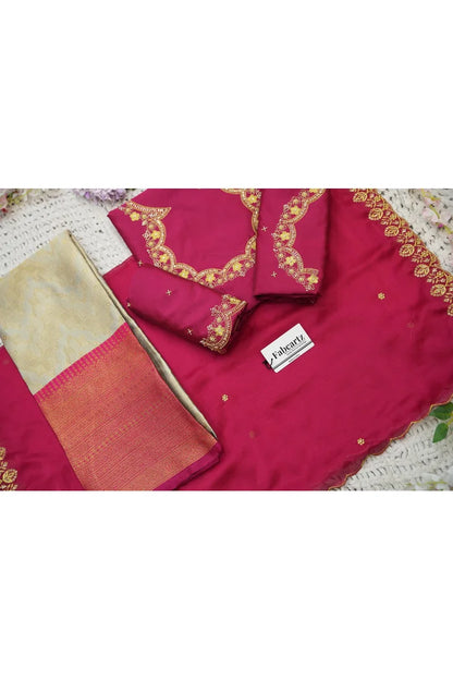 Beautiful South Indian Style Half Saree with Embroidery Work and Beads Work Blouse and Dupatta for Women | Mitali KV