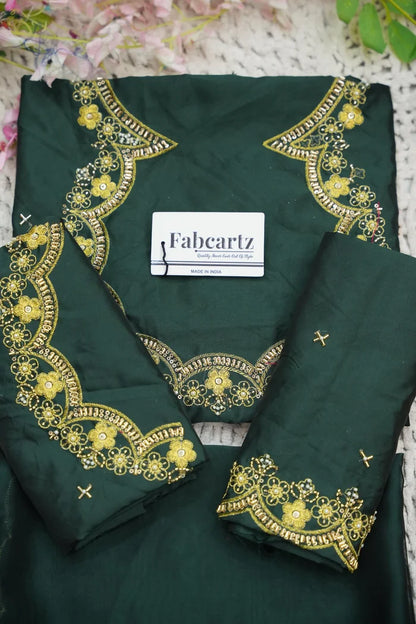 Beautiful South Indian Style Half Saree with Embroidery Work and Beads Work Blouse and Dupatta for Women | Mitali KV