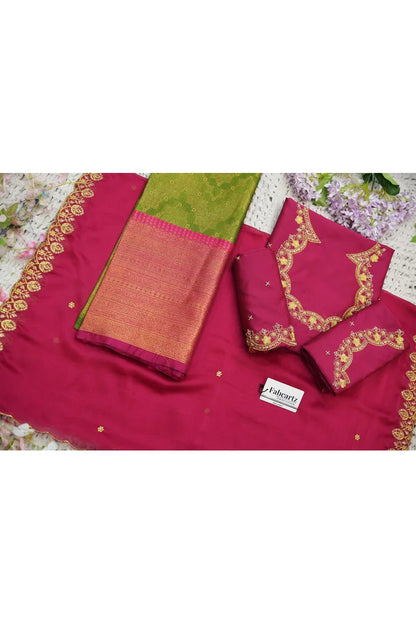 Beautiful South Indian Style Half Saree with Embroidery Work and Beads Work Blouse and Dupatta for Women | Mitali KV