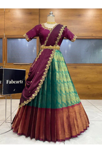 దక్షిణ భారత పండుగ సాంప్రదాయ హాఫ్ చీర (ఛవి) 