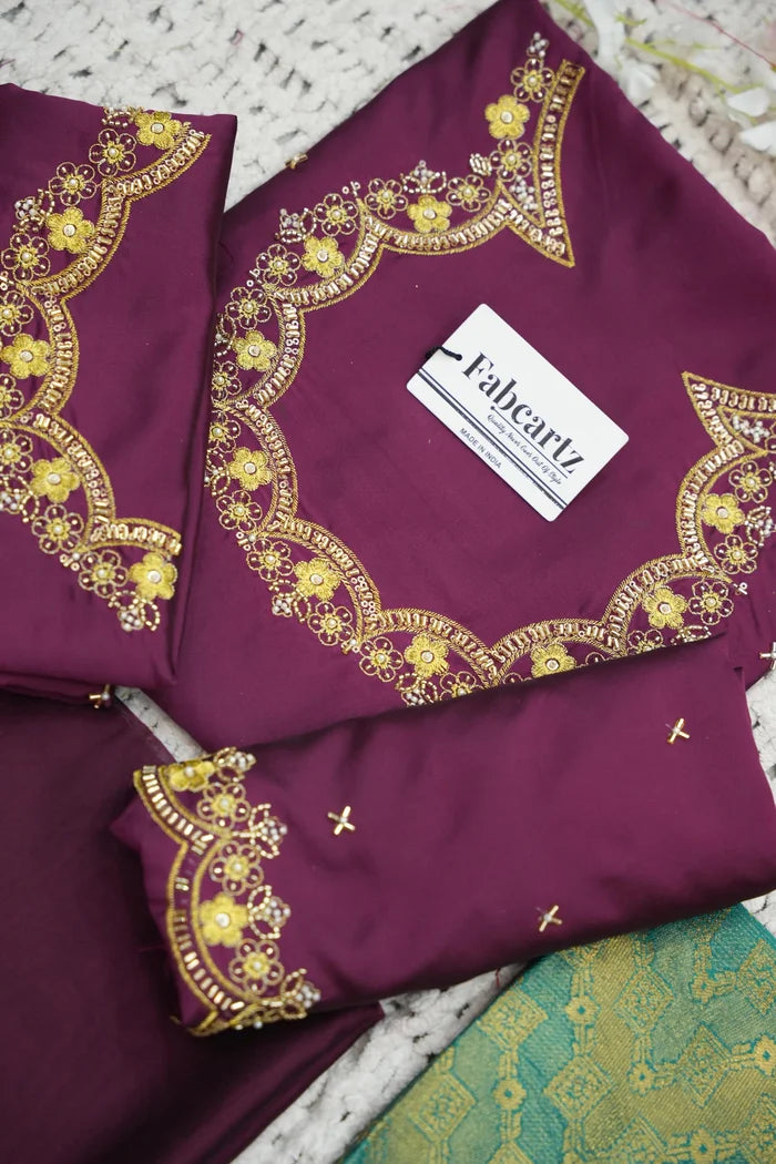 Beautiful South Indian Style Half Saree with Embroidery Work and Beads Work Blouse and Dupatta for Women | Mitali KV