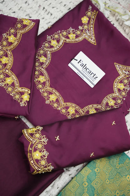 Beautiful South Indian Style Half Saree with Embroidery Work and Beads Work Blouse and Dupatta for Women | Mitali KV