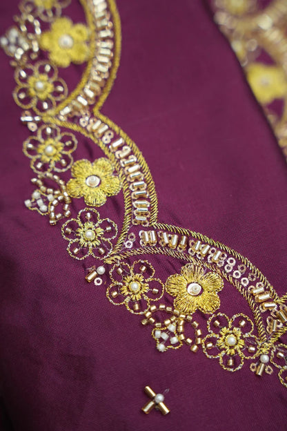 Beautiful South Indian Style Half Saree with Embroidery Work and Beads Work Blouse and Dupatta for Women | Mitali KV
