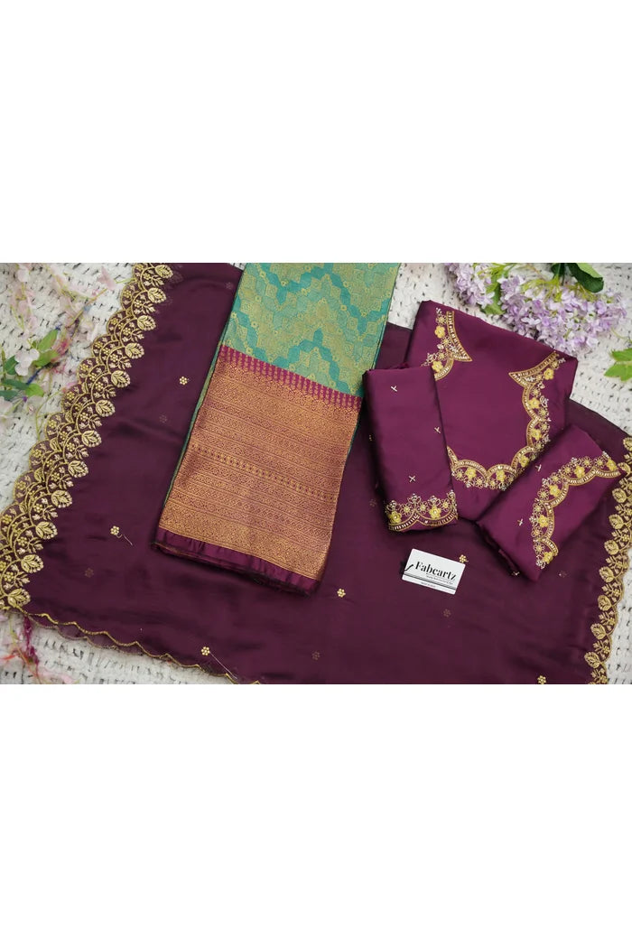 Beautiful South Indian Style Half Saree with Embroidery Work and Beads Work Blouse and Dupatta for Women | Mitali KV