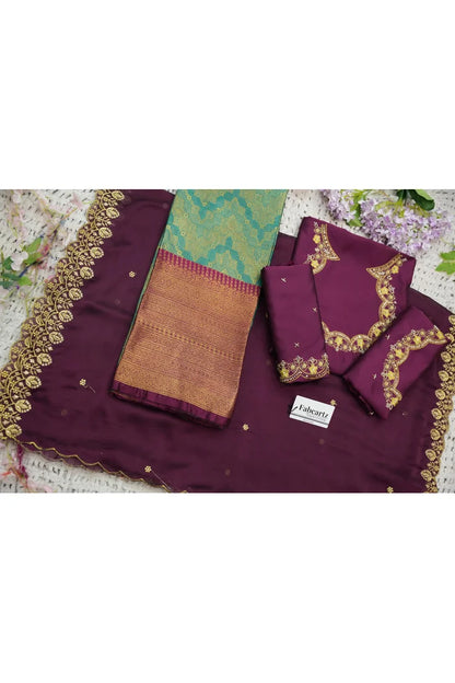 Beautiful South Indian Style Half Saree with Embroidery Work and Beads Work Blouse and Dupatta for Women | Mitali KV