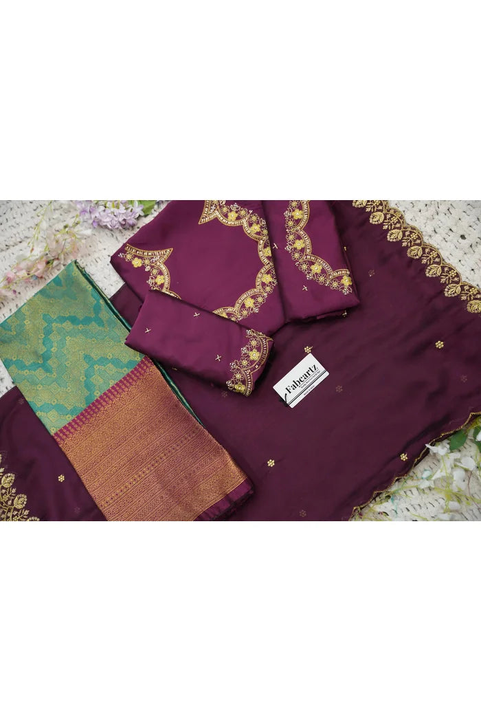 Beautiful South Indian Style Half Saree with Embroidery Work and Beads Work Blouse and Dupatta for Women | Mitali KV
