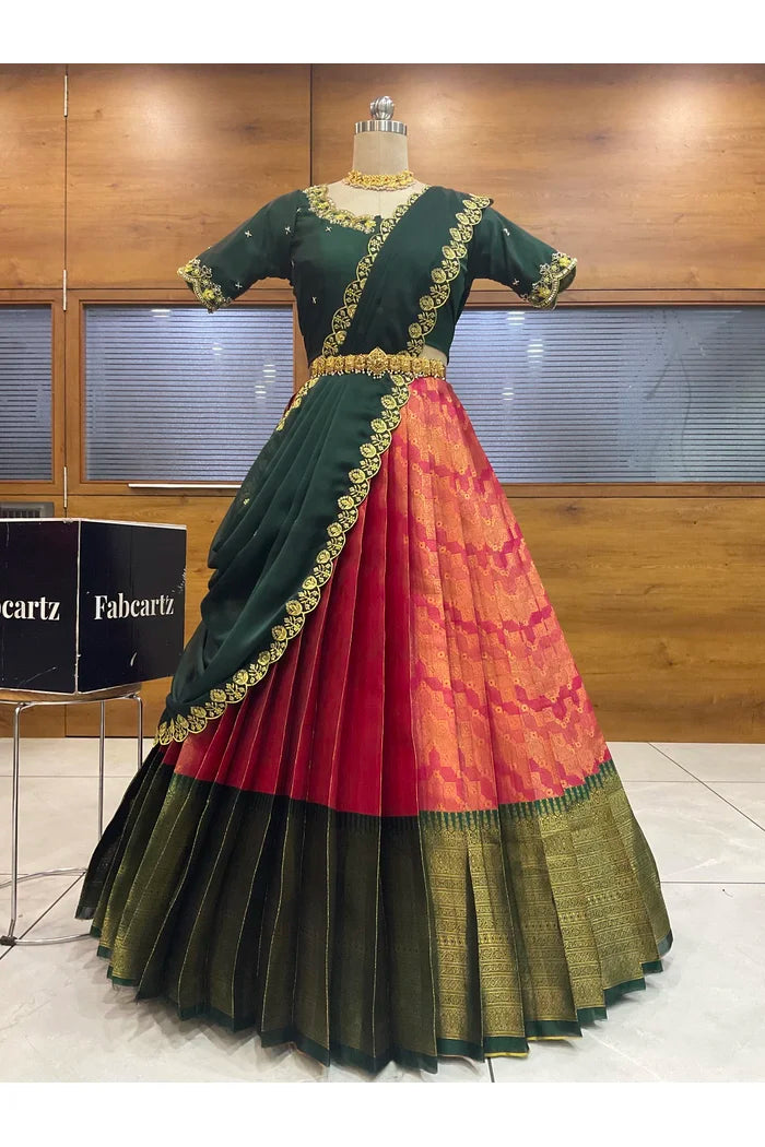 దక్షిణ భారత పండుగ సాంప్రదాయ హాఫ్ చీర (ఛవి) 