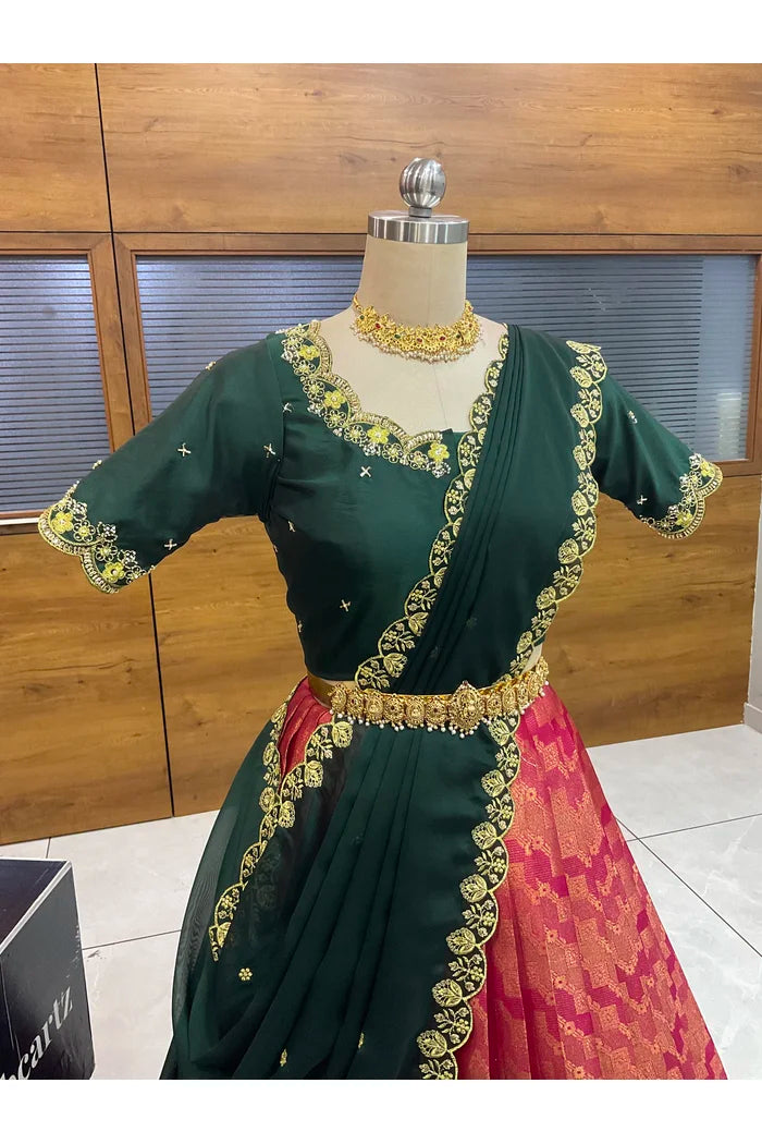 దక్షిణ భారత పండుగ సాంప్రదాయ హాఫ్ చీర (ఛవి) 