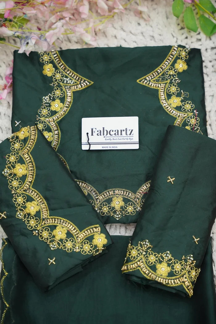 Beautiful South Indian Style Half Saree with Embroidery Work and Beads Work Blouse and Dupatta for Women | Mitali KV