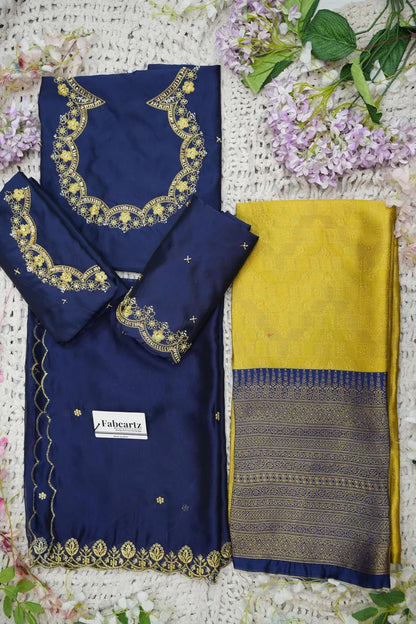 Beautiful South Indian Style Half Saree with Embroidery Work and Beads Work Blouse and Dupatta for Women | Mitali KV