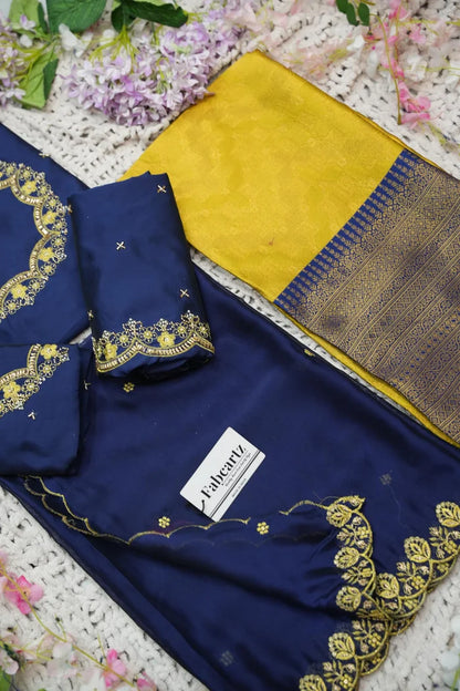 Beautiful South Indian Style Half Saree with Embroidery Work and Beads Work Blouse and Dupatta for Women | Mitali KV
