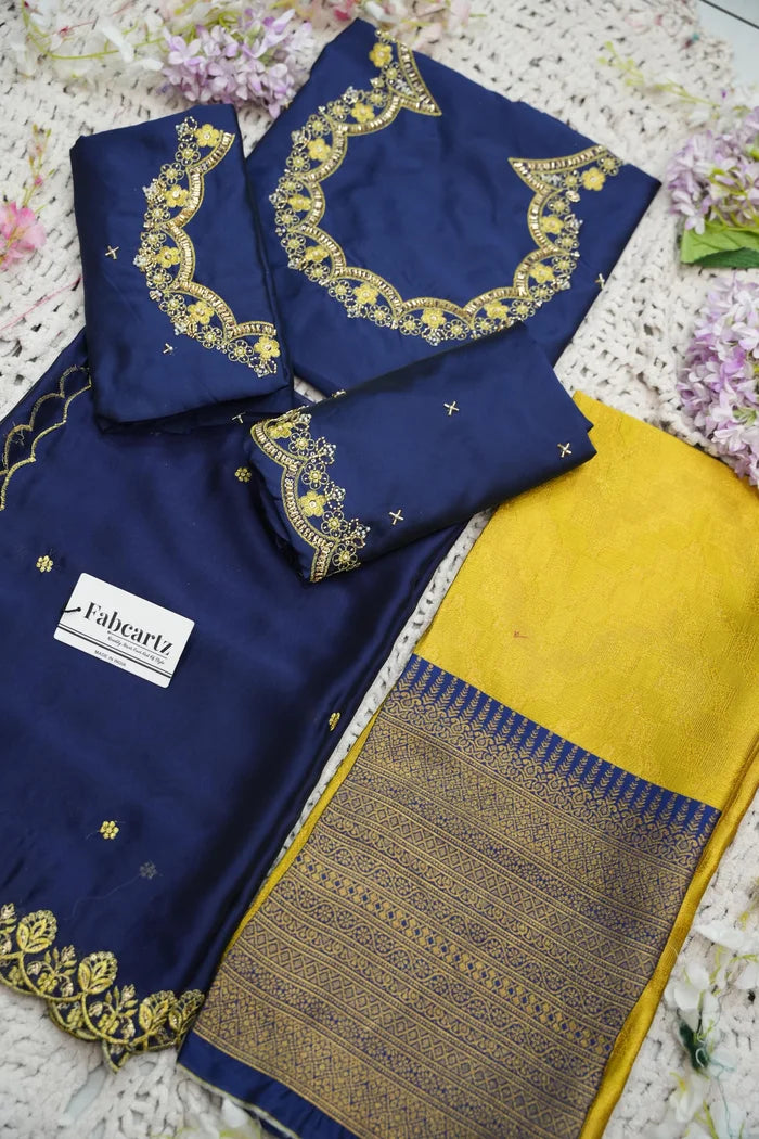 Beautiful South Indian Style Half Saree with Embroidery Work and Beads Work Blouse and Dupatta for Women | Mitali KV