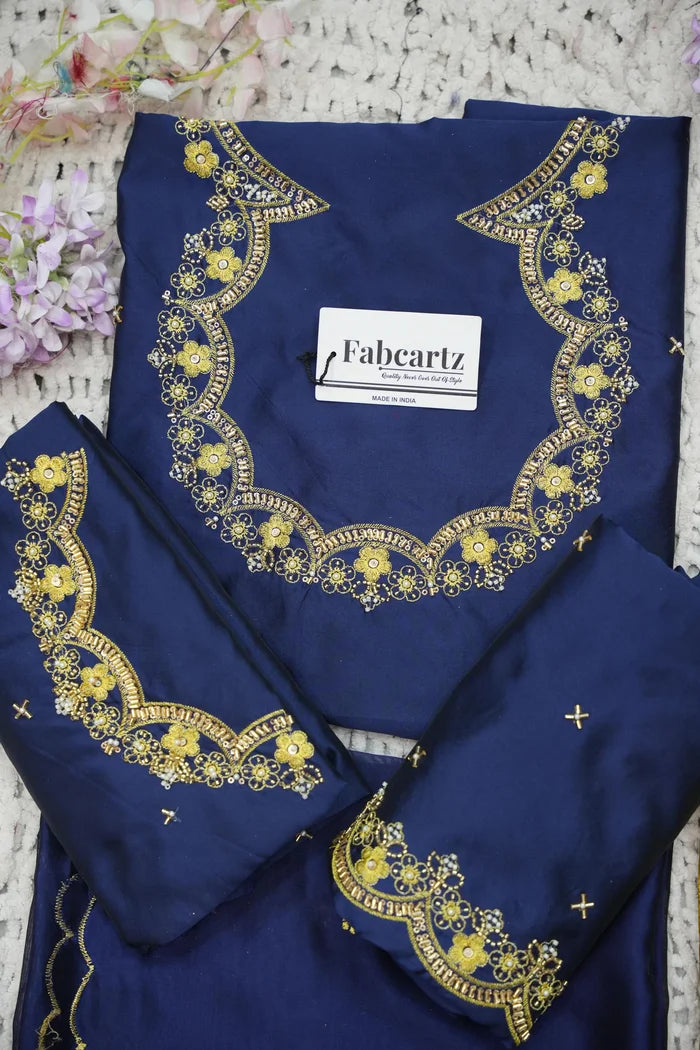 Beautiful South Indian Style Half Saree with Embroidery Work and Beads Work Blouse and Dupatta for Women | Mitali KV