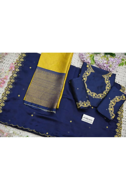 Beautiful South Indian Style Half Saree with Embroidery Work and Beads Work Blouse and Dupatta for Women | Mitali KV
