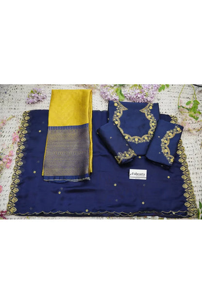 Beautiful South Indian Style Half Saree with Embroidery Work and Beads Work Blouse and Dupatta for Women | Mitali KV