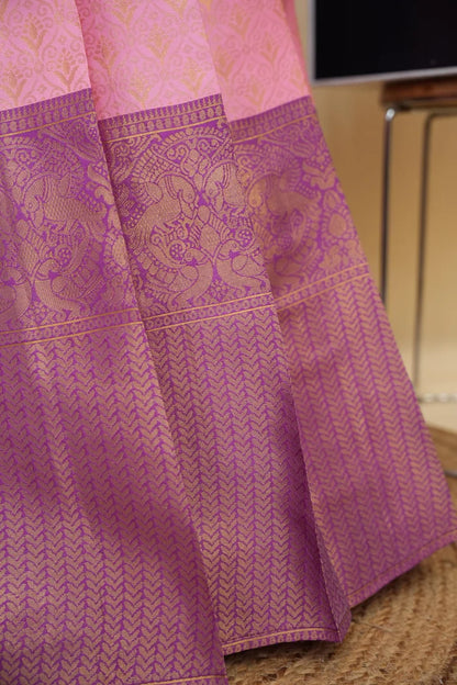Beautiful South Indian Style Half Saree with Embroidery Work and Beads Work Blouse and Dupatta for Women | Reet KV