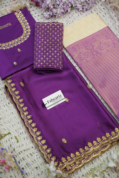 Beautiful South Indian Style Half Saree with Embroidery Work and Beads Work Blouse and Dupatta for Women | Reet KV