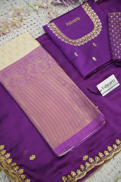 Beautiful South Indian Style Half Saree with Embroidery Work and Beads Work Blouse and Dupatta for Women | Reet KV