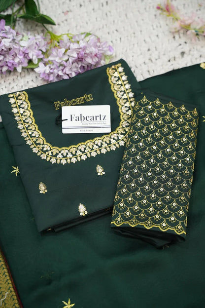 Beautiful South Indian Style Half Saree with Embroidery Work and Beads Work Blouse and Dupatta for Women | Reet KV