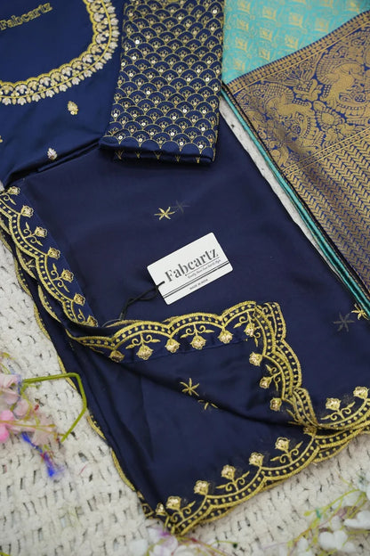Beautiful South Indian Style Half Saree with Embroidery Work and Beads Work Blouse and Dupatta for Women | Reet KV