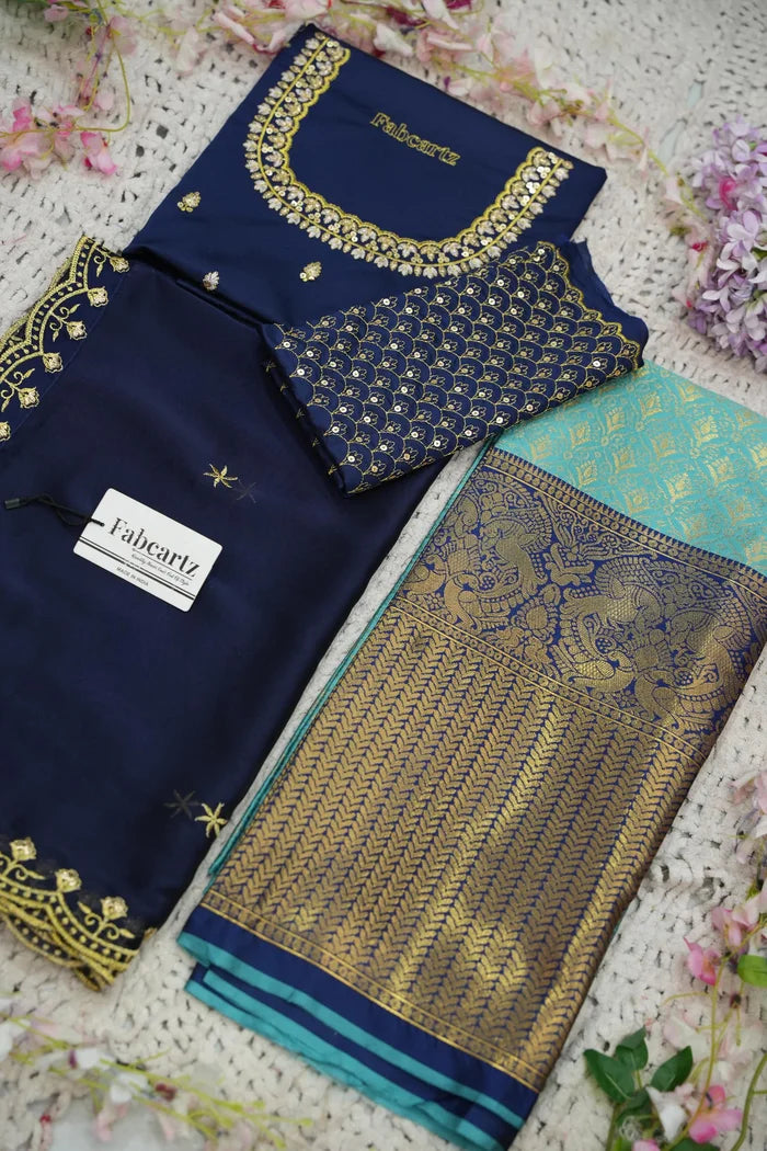 Beautiful South Indian Style Half Saree with Embroidery Work and Beads Work Blouse and Dupatta for Women | Reet KV