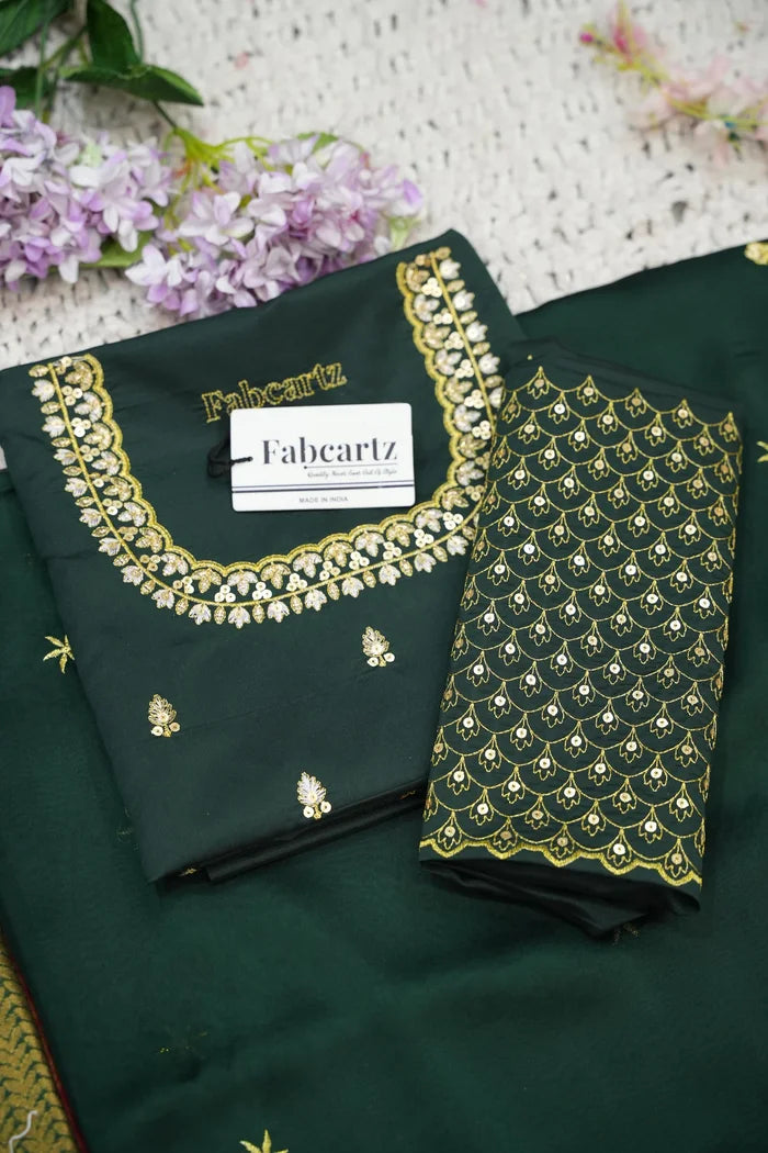Beautiful South Indian Style Half Saree with Embroidery Work and Beads Work Blouse and Dupatta for Women | Reet KV