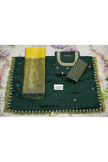 Beautiful South Indian Style Half Saree with Embroidery Work and Beads Work Blouse and Dupatta for Women | Reet KV