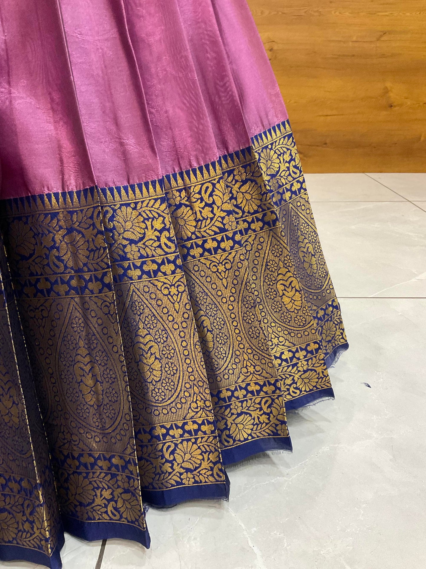 Beautiful South Indian Style Half Saree with (Hand Work) Beads Work Blouse and Dupatta for Women | Jyotiii