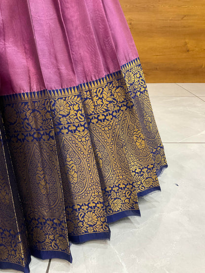 Beautiful South Indian Style Half Saree with (Hand Work) Beads Work Blouse and Dupatta for Women | Jyotiii