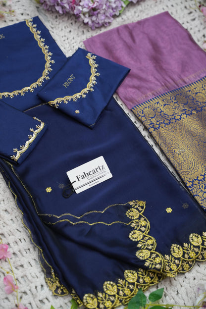 Beautiful South Indian Style Half Saree with (Hand Work) Beads Work Blouse and Dupatta for Women | Jyotiii