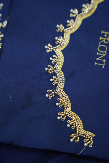 Beautiful South Indian Style Half Saree with (Hand Work) Beads Work Blouse and Dupatta for Women | Jyotiii