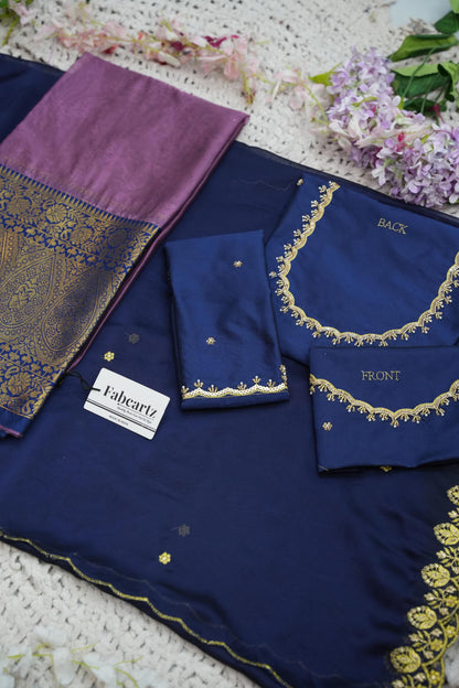 Beautiful South Indian Style Half Saree with (Hand Work) Beads Work Blouse and Dupatta for Women | Jyotiii