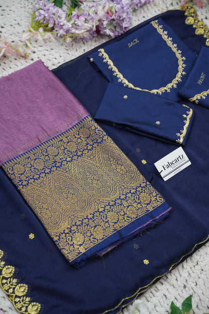 Beautiful South Indian Style Half Saree with (Hand Work) Beads Work Blouse and Dupatta for Women | Jyotiii
