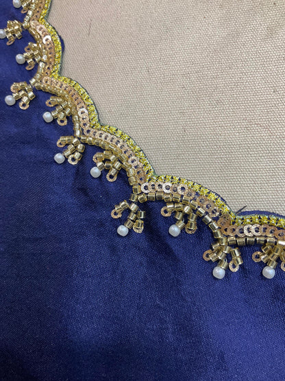 Beautiful South Indian Style Half Saree with (Hand Work) Beads Work Blouse and Dupatta for Women | Jyotiii