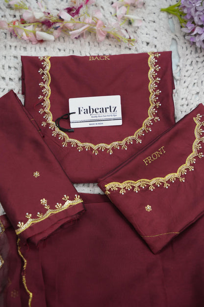 Beautiful South Indian Style Half Saree with (Hand Work) Beads Work Blouse and Dupatta for Women | Jyotiii