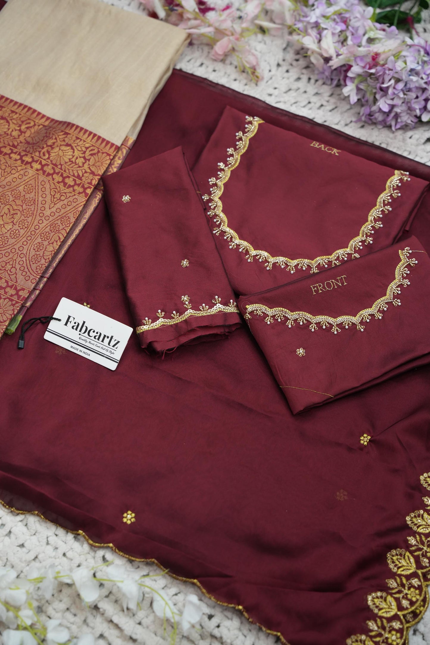 Beautiful South Indian Style Half Saree with (Hand Work) Beads Work Blouse and Dupatta for Women | Jyotiii