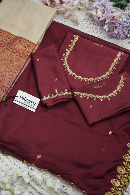 Beautiful South Indian Style Half Saree with (Hand Work) Beads Work Blouse and Dupatta for Women | Jyotiii