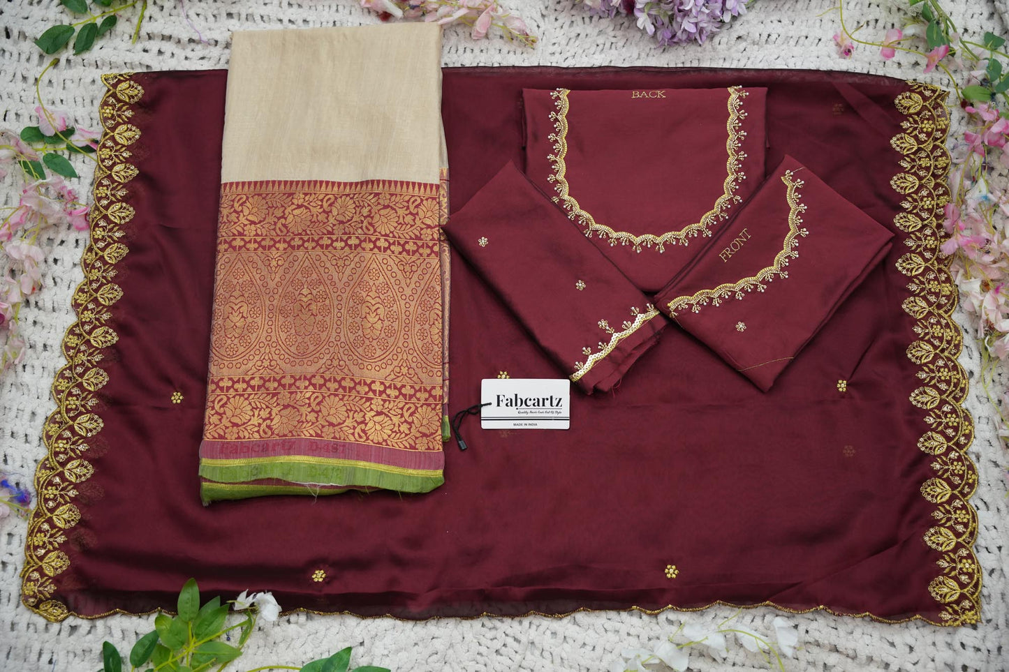Beautiful South Indian Style Half Saree with (Hand Work) Beads Work Blouse and Dupatta for Women | Jyotiii