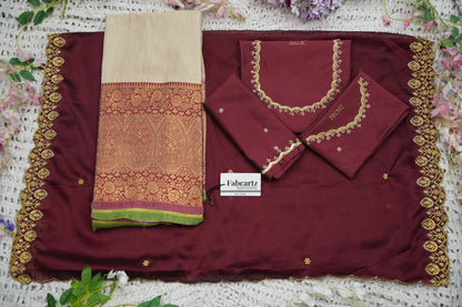 Beautiful South Indian Style Half Saree with (Hand Work) Beads Work Blouse and Dupatta for Women | Jyotiii