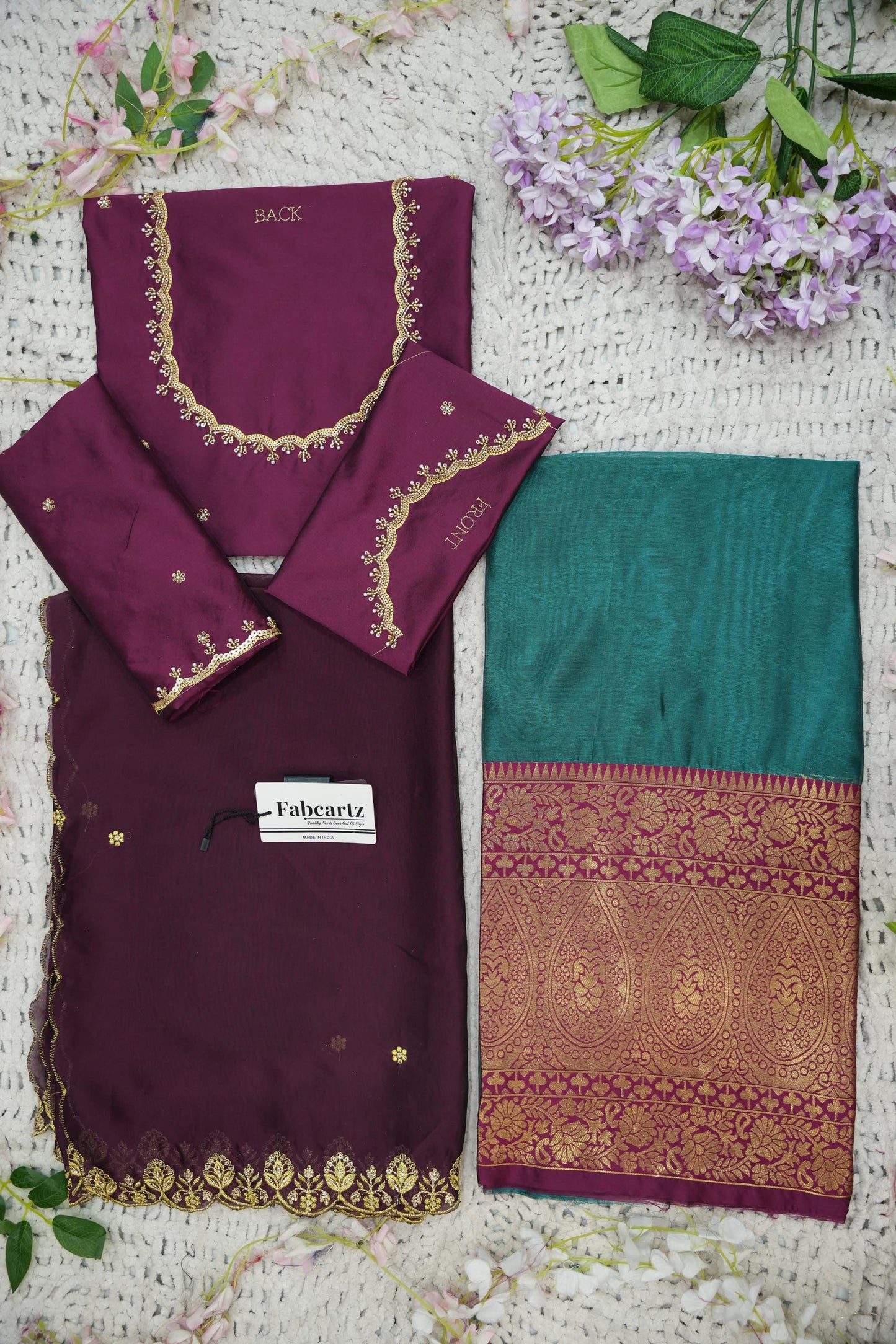 Beautiful South Indian Style Half Saree with (Hand Work) Beads Work Blouse and Dupatta for Women | Jyotiii