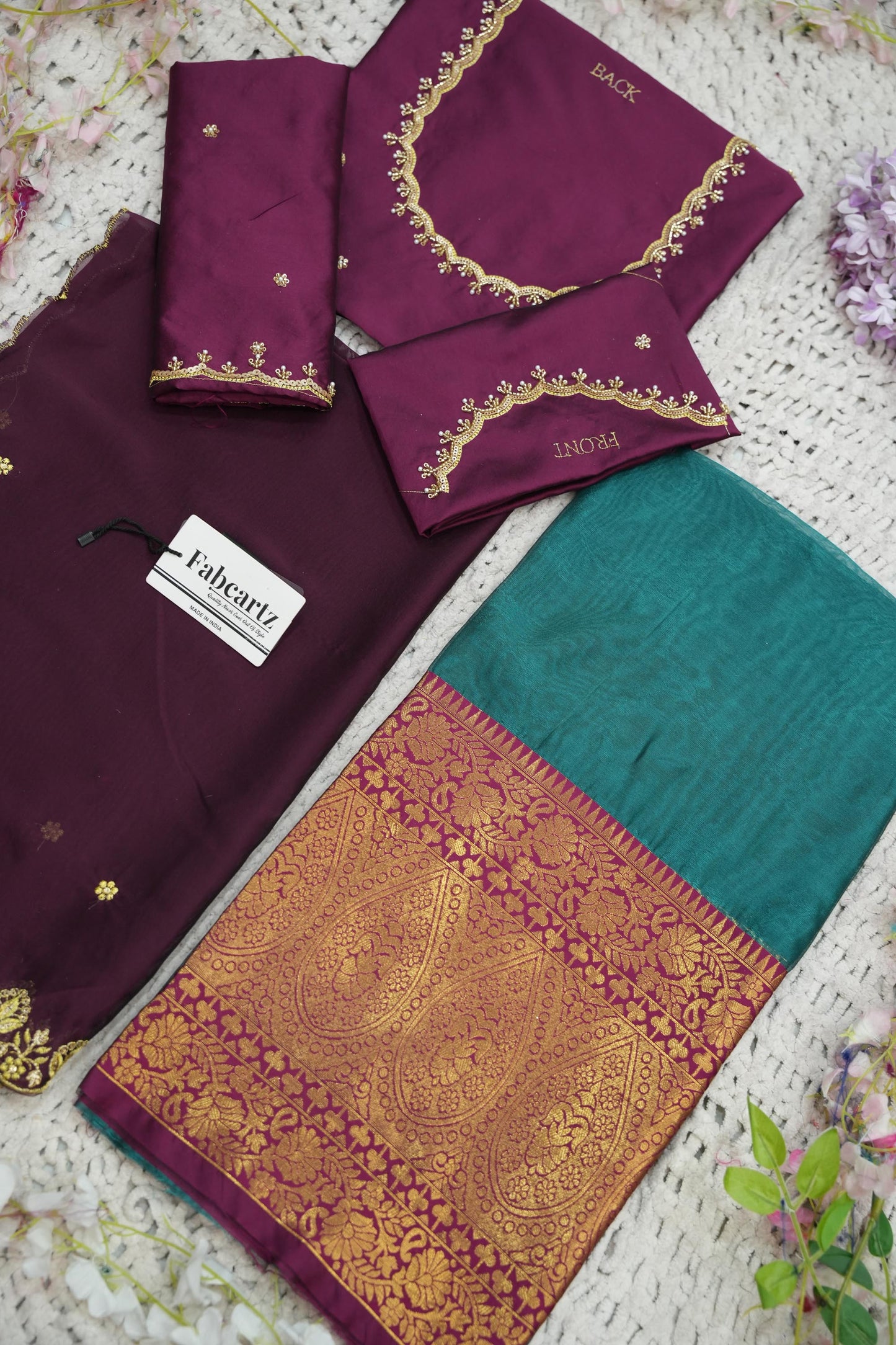 Beautiful South Indian Style Half Saree with (Hand Work) Beads Work Blouse and Dupatta for Women | Jyotiii