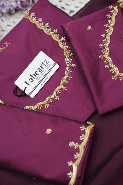 Beautiful South Indian Style Half Saree with (Hand Work) Beads Work Blouse and Dupatta for Women | Jyotiii
