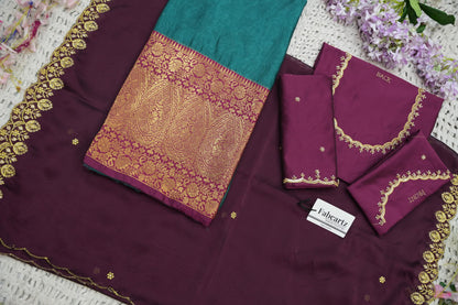 Beautiful South Indian Style Half Saree with (Hand Work) Beads Work Blouse and Dupatta for Women | Jyotiii