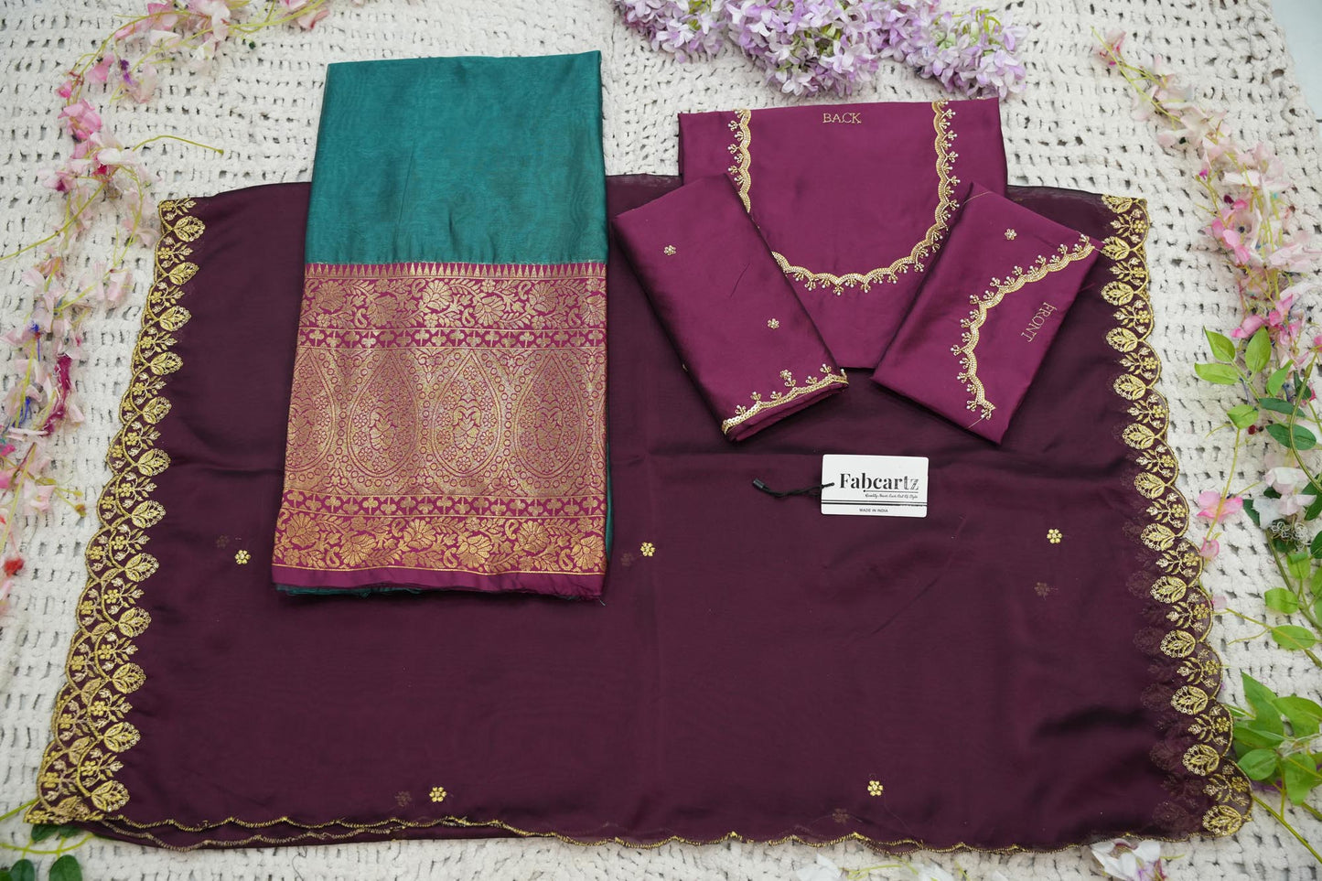 Beautiful South Indian Style Half Saree with (Hand Work) Beads Work Blouse and Dupatta for Women | Jyotiii
