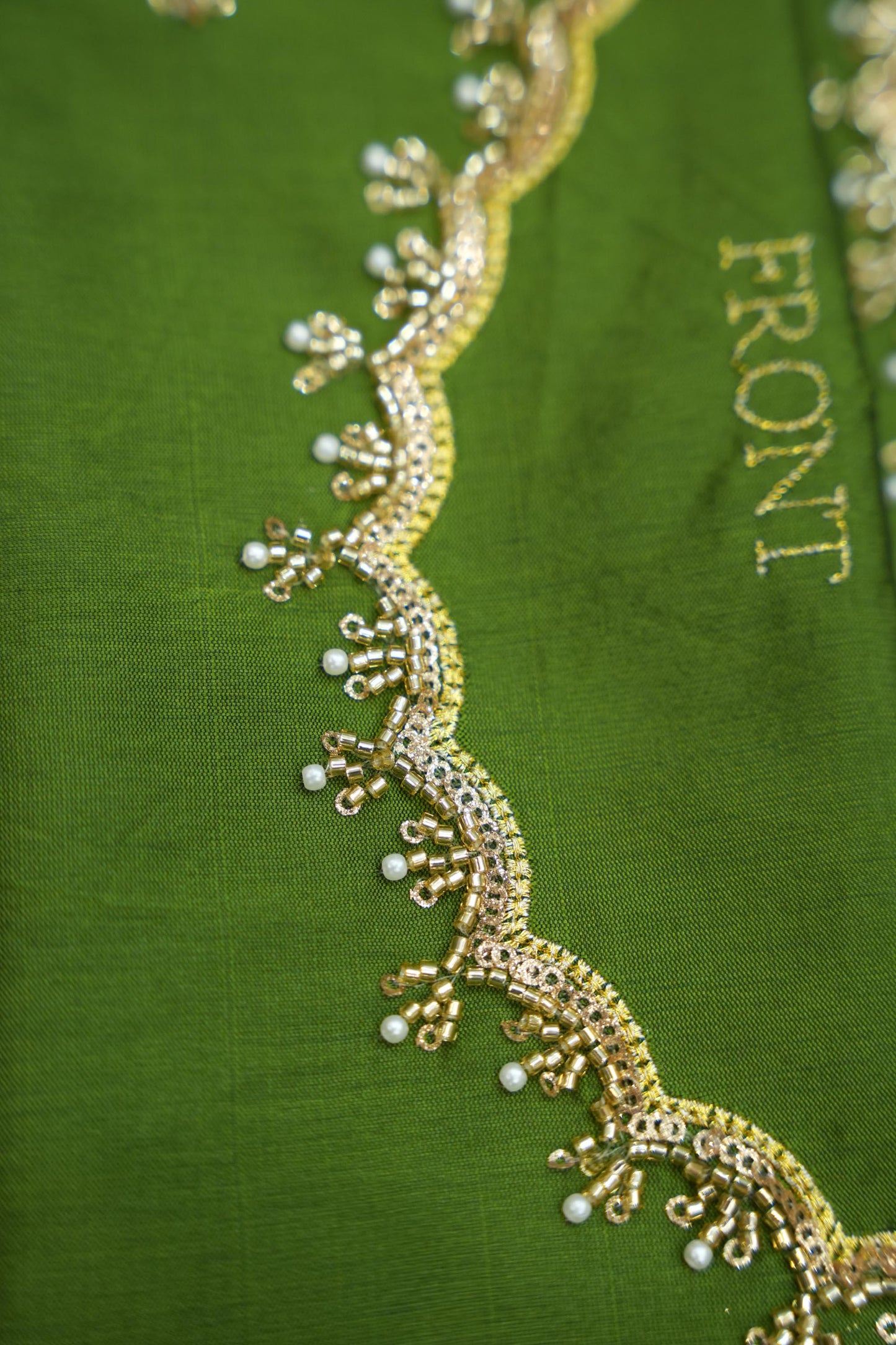 Beautiful South Indian Style Half Saree with (Hand Work) Beads Work Blouse and Dupatta for Women | Jyotiii