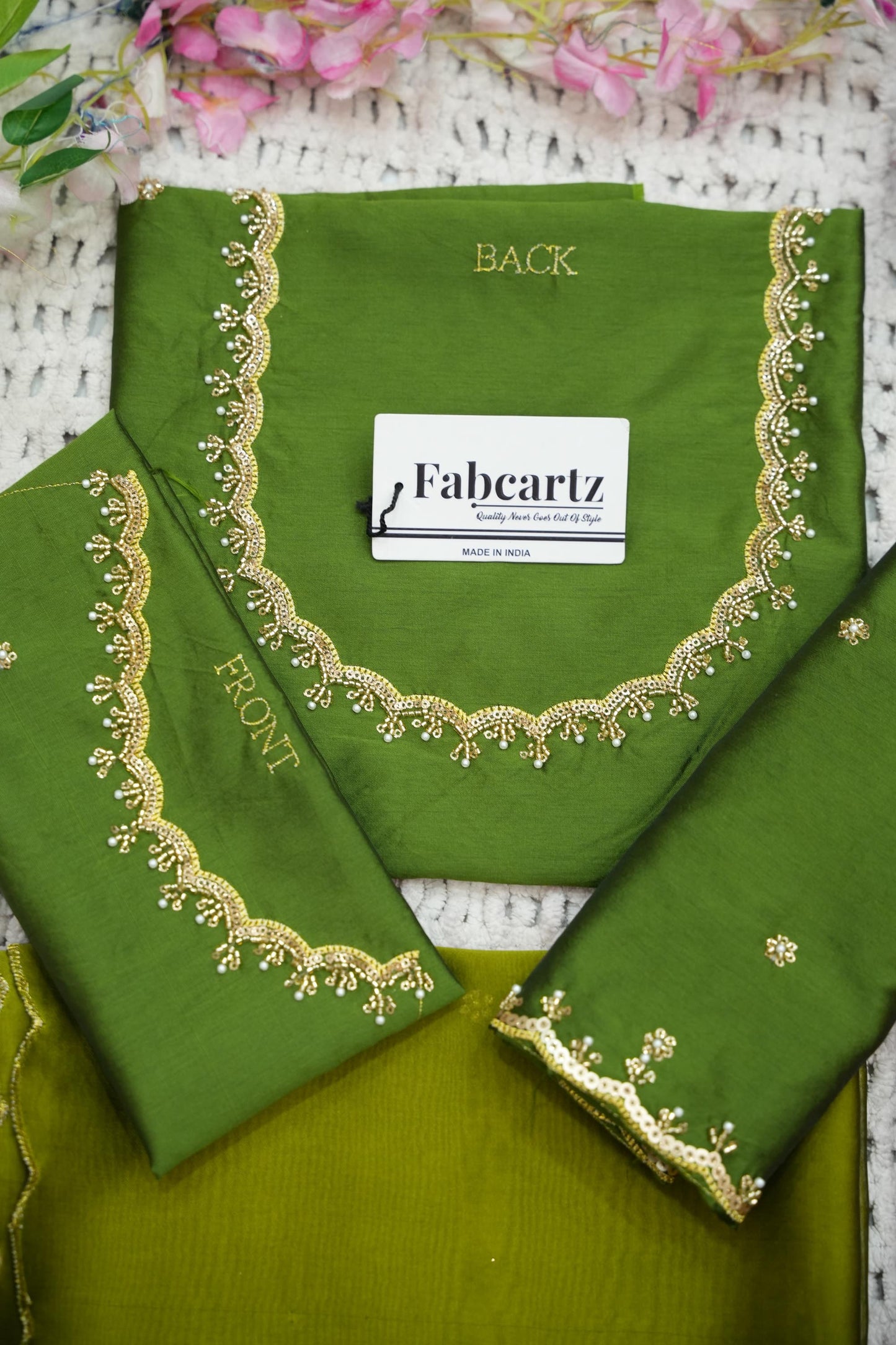 Beautiful South Indian Style Half Saree with (Hand Work) Beads Work Blouse and Dupatta for Women | Jyotiii