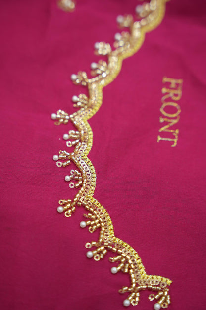 Beautiful South Indian Style Half Saree with (Hand Work) Beads Work Blouse and Dupatta for Women | Jyotiii
