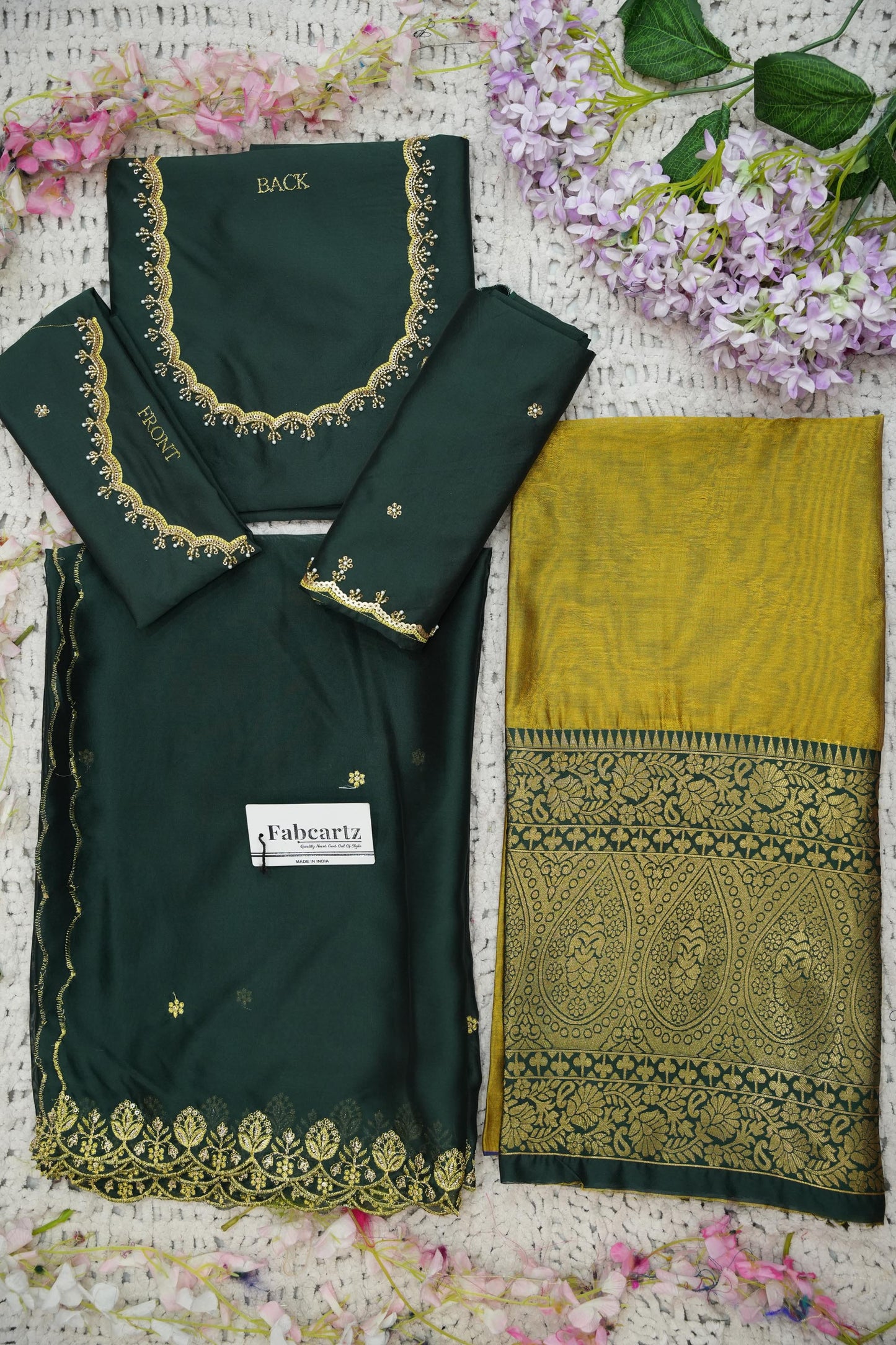 Beautiful South Indian Style Half Saree with (Hand Work) Beads Work Blouse and Dupatta for Women | Jyotiii