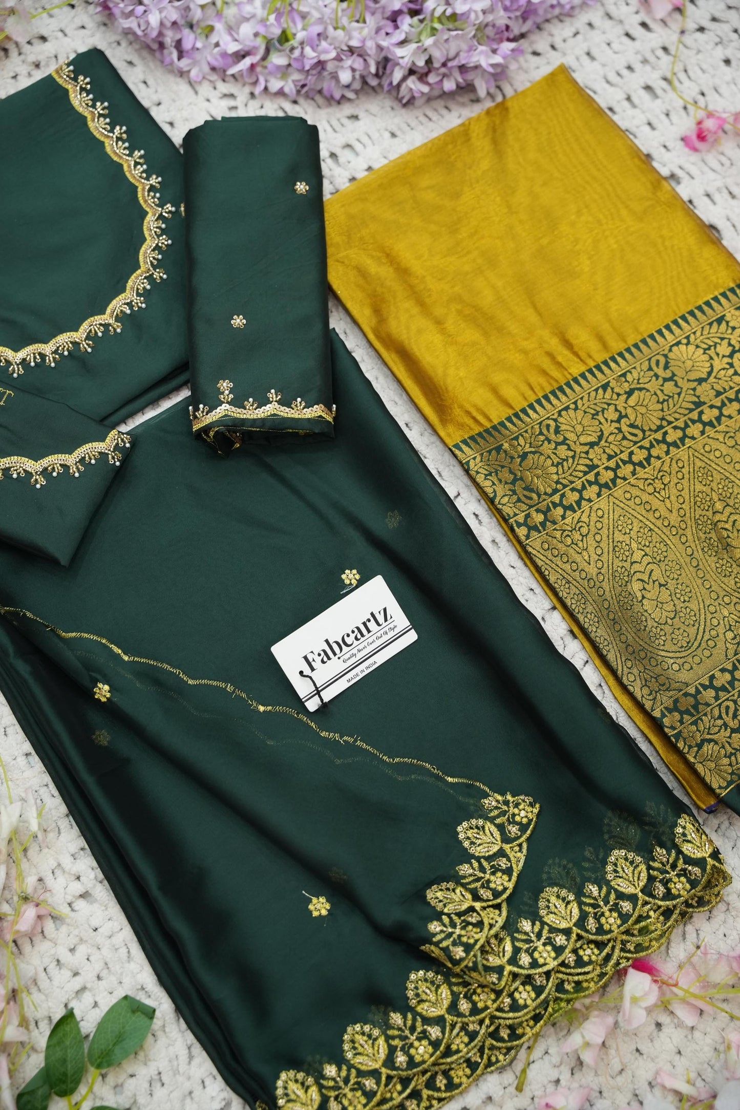 Beautiful South Indian Style Half Saree with (Hand Work) Beads Work Blouse and Dupatta for Women | Jyotiii