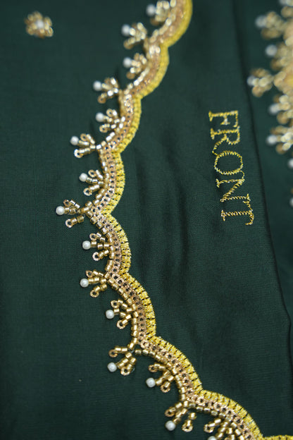 Beautiful South Indian Style Half Saree with (Hand Work) Beads Work Blouse and Dupatta for Women | Jyotiii